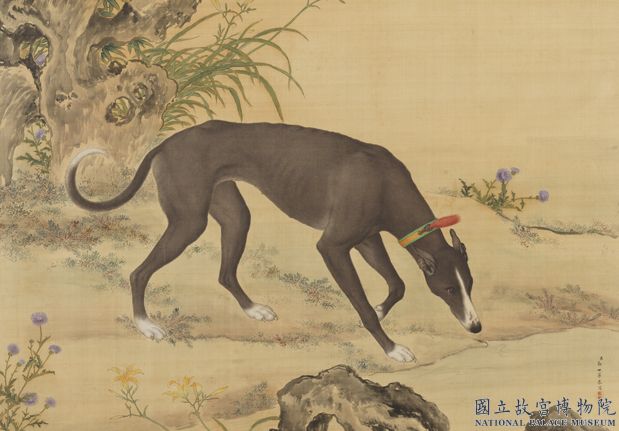 清郎世寧畫十駿犬墨玉螭　軸